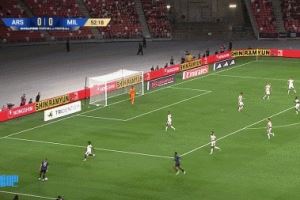 阿森納1-0領先AC米蘭！第52分鐘，基維奧爾助攻 薩卡后點包抄破門