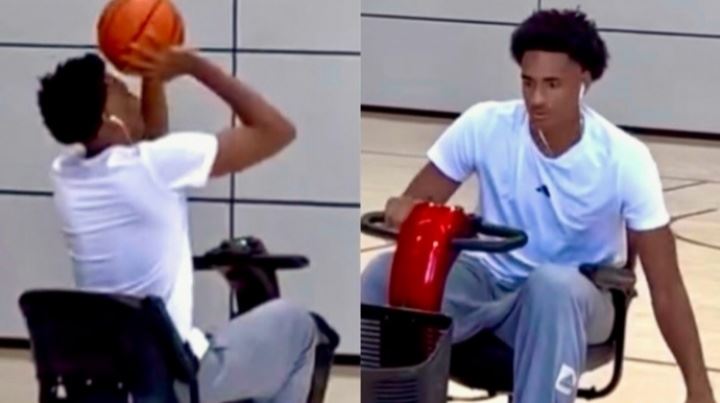 此前遭遇半月板撕裂！阿里納斯兒子阿利賈開玩具車到球場訓(xùn)練投籃