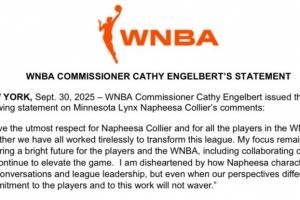 WNBA總裁回應(yīng)科利爾炮轟：致力于推動(dòng)發(fā)展 對(duì)她的言論感到遺憾
