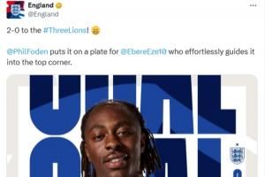 引吐槽！埃澤十分角世界波，英格蘭官方描述：福登喂到嘴邊的助攻